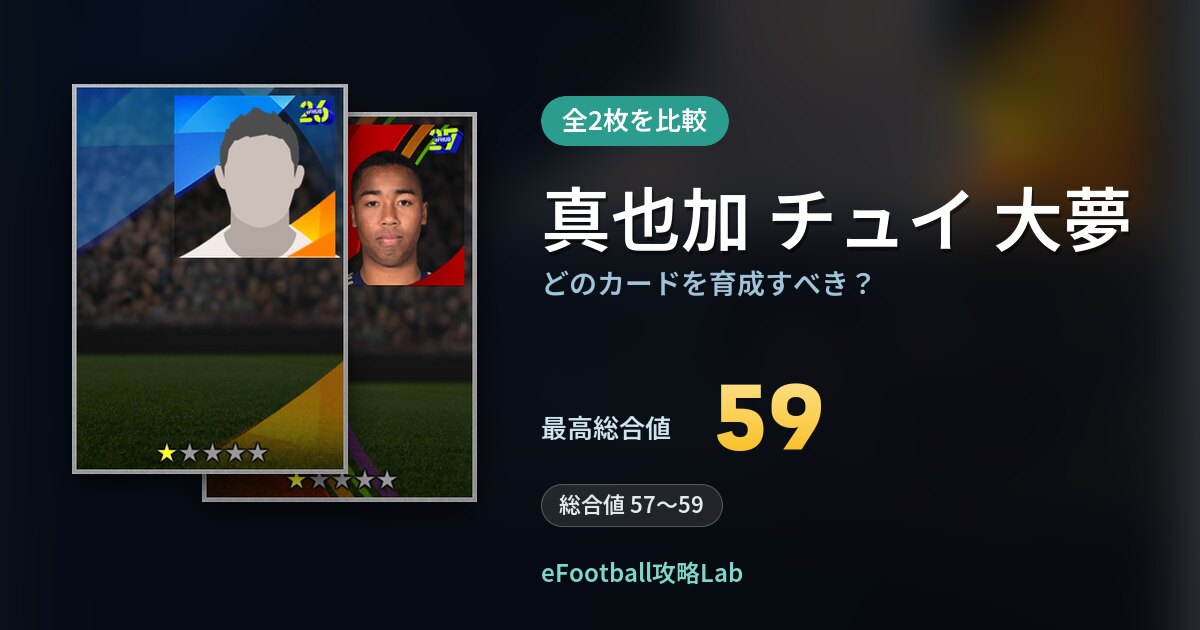 【イーフト】真也加 チュイ 大夢はどのカードを育成すべき？全2枚を比較