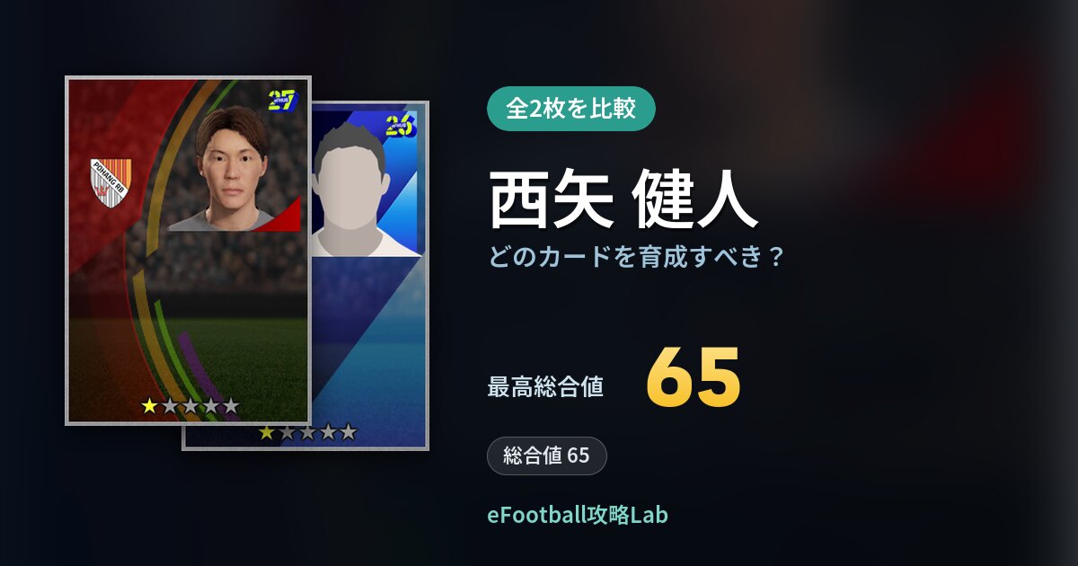 【イーフト】西矢 健人はどのカードを育成すべき？全2枚を比較