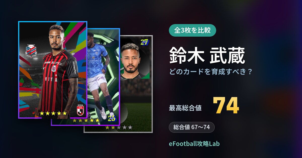 【イーフト】鈴木 武蔵はどのカードを育成すべき?全3枚を比較
