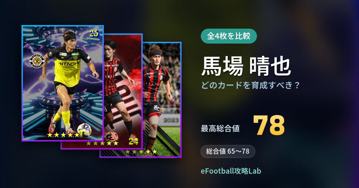 【イーフト】馬場 晴也はどのカードを育成すべき？全4枚を比較