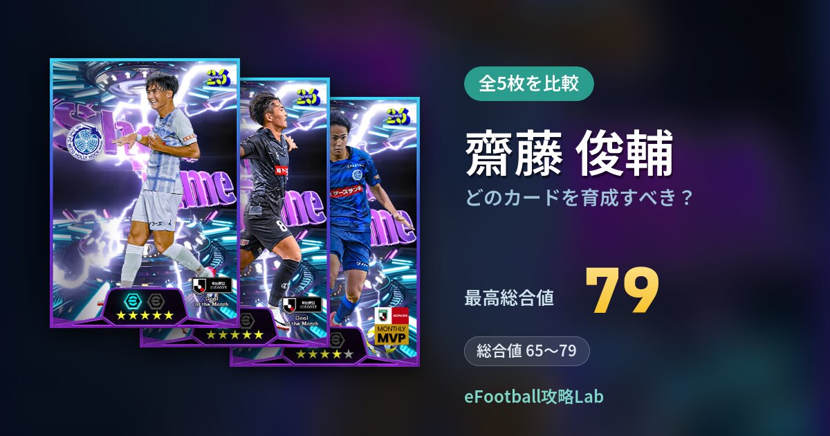 【イーフト】齋藤 俊輔はどのカードを育成すべき？全5枚を比較
