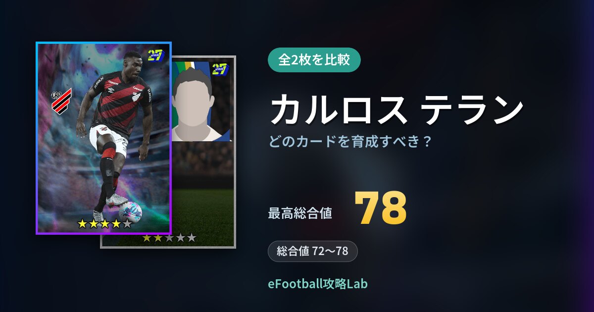 【イーフト】カルロス テランはどのカードを育成すべき？全2枚を比較