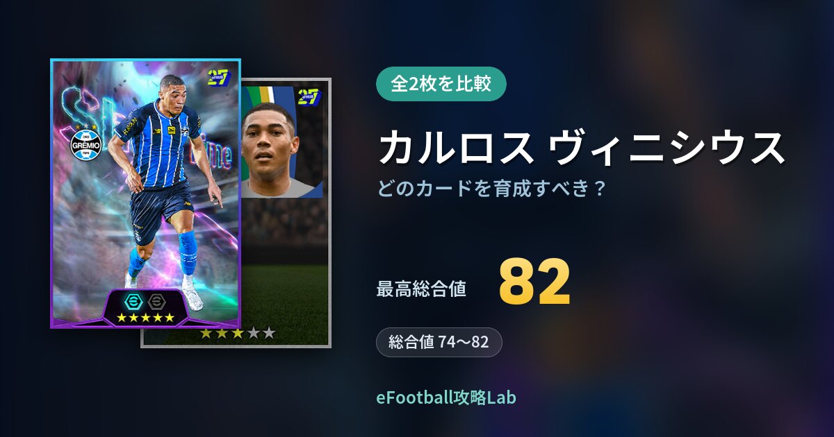 【イーフト】カルロス ヴィニシウスはどのカードを育成すべき？全2枚を比較