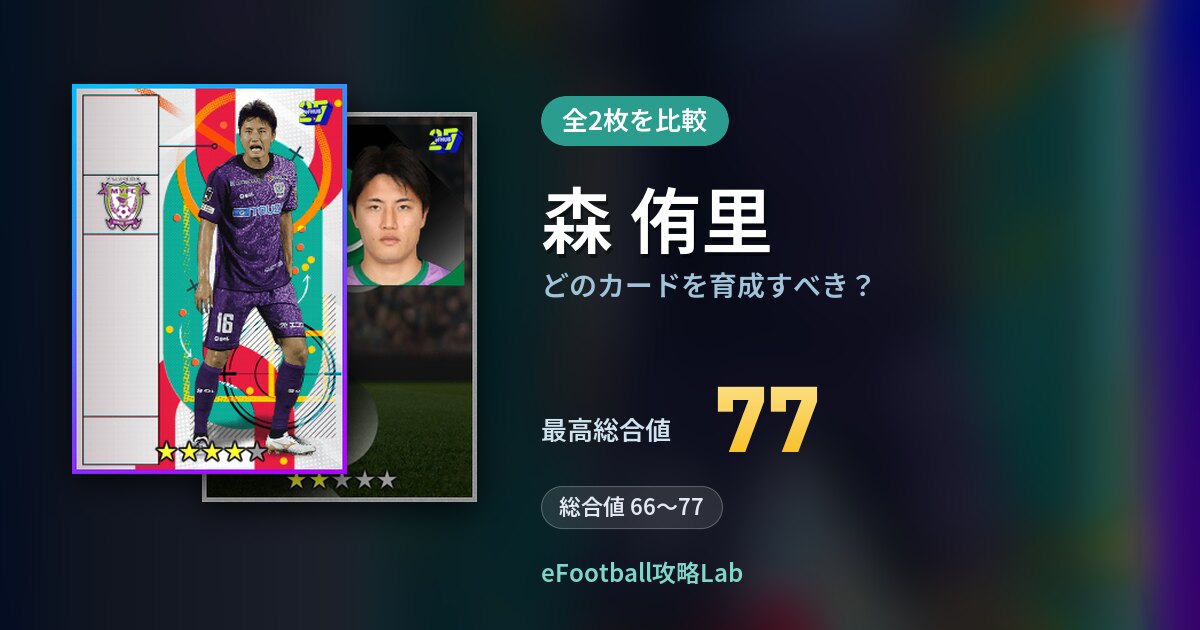 【イーフト】森 侑里はどのカードを育成すべき?全2枚を比較