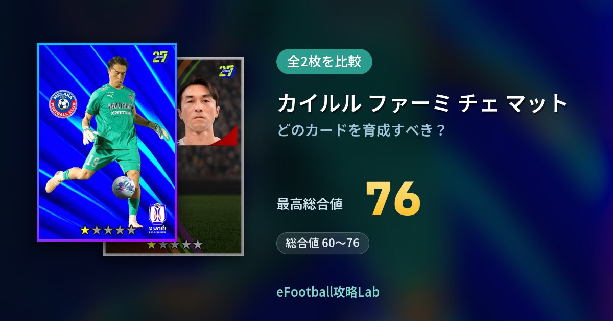 【イーフト】カイルル ファーミ チェ マットの育成カード比較（全2枚）