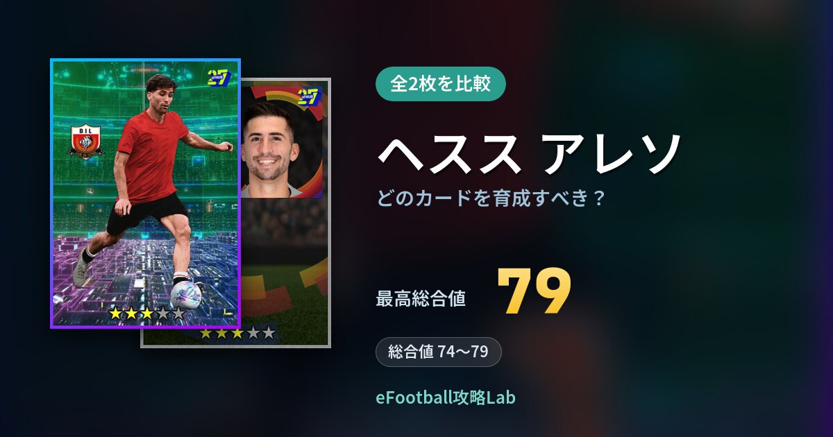 【イーフト】ヘスス アレソはどのカードを育成すべき？全2枚を比較