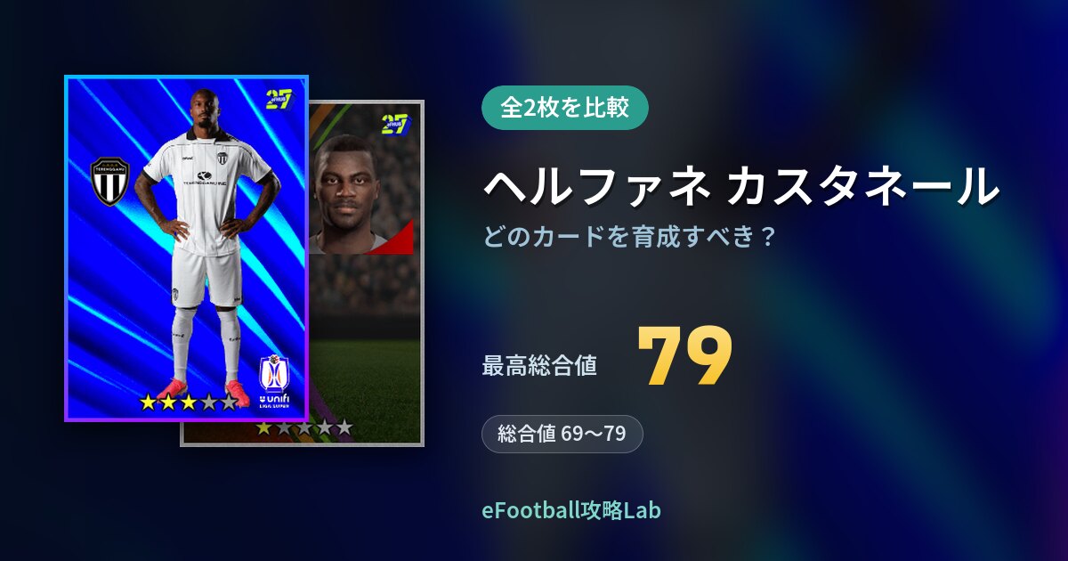 【イーフト】ヘルファネ カスタネールはどのカードを育成すべき？全2枚を比較