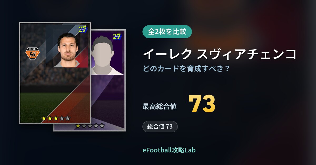 【イーフト】イーレク スヴィアチェンコの育成カード比較（全2枚）