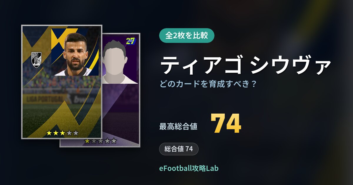【イーフト】ティアゴ シウヴァはどのカードを育成すべき?全2枚を比較