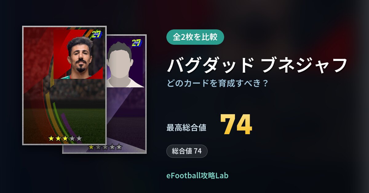 【イーフト】バグダッド ブネジャフはどのカードを育成すべき？全2枚を比較
