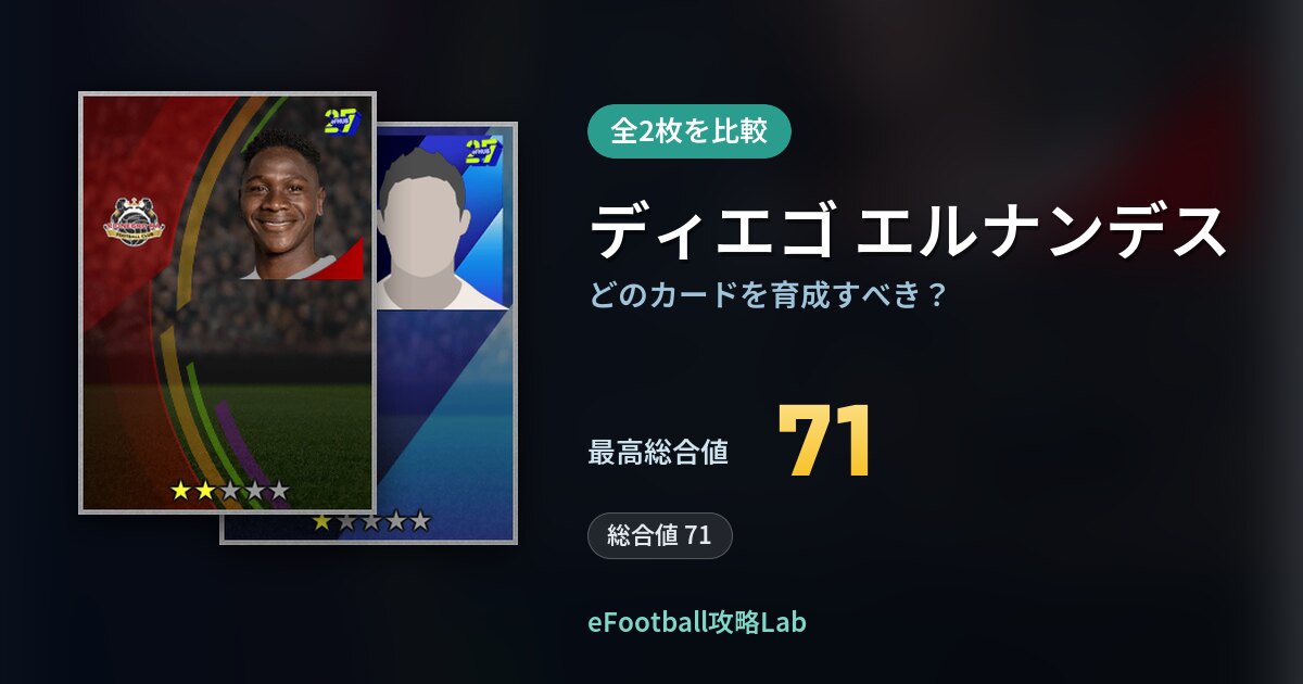【イーフト】ディエゴ エルナンデスはどのカードを育成すべき？全2枚を比較