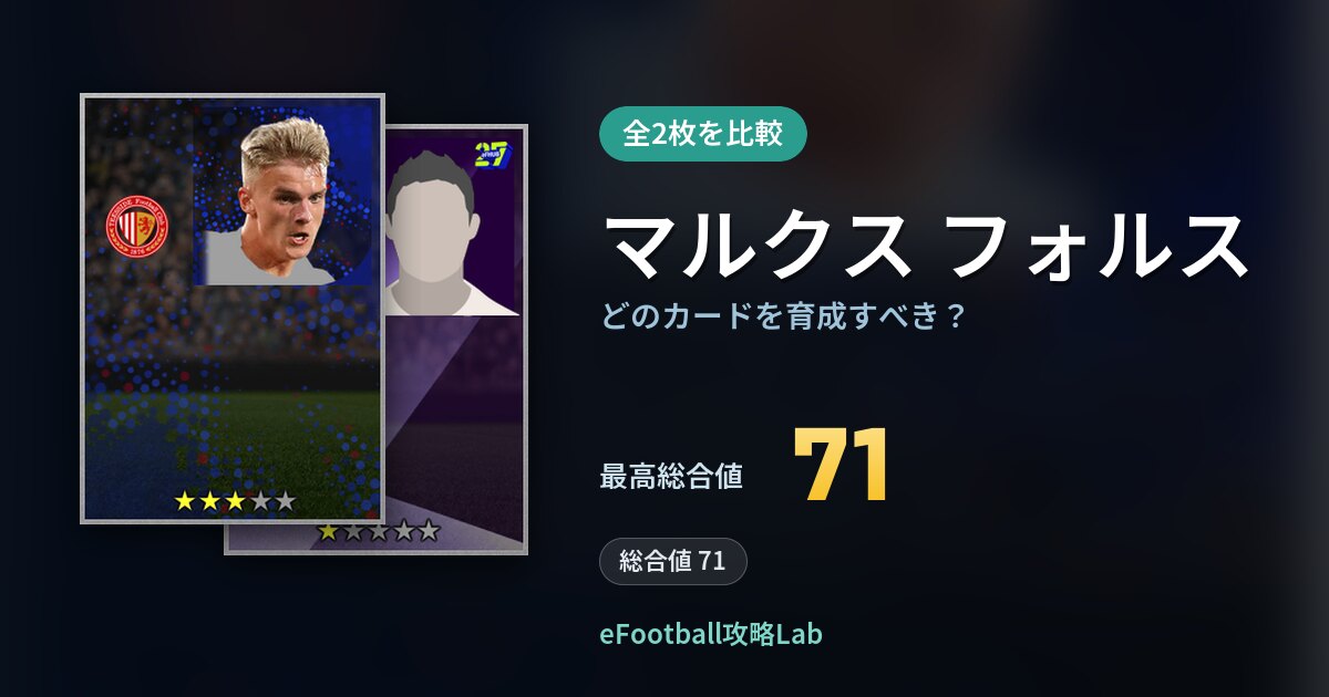 【イーフト】マルクス フォルスはどのカードを育成すべき？全2枚を比較