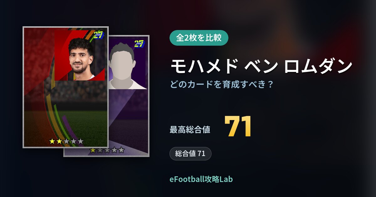 【イーフト】モハメド ベン ロムダンはどのカードを育成すべき?全2枚を比較