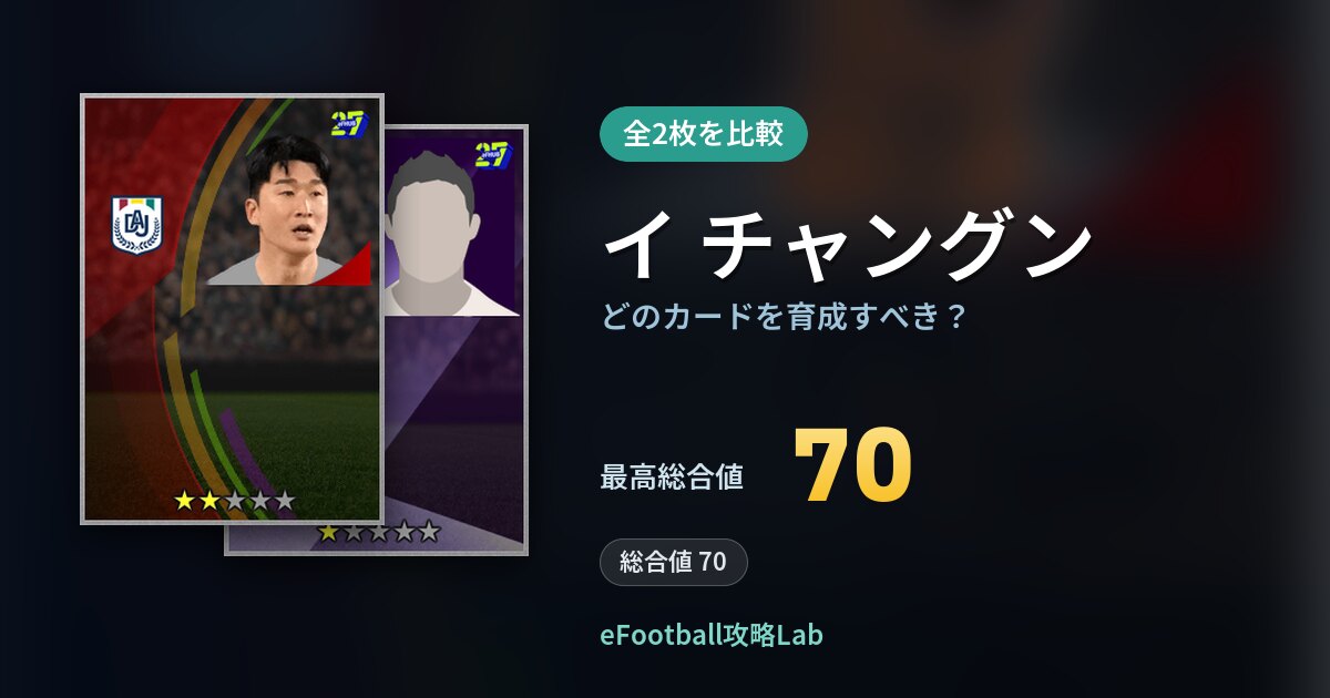 【イーフト】イ チャングンはどのカードを育成すべき？全2枚を比較