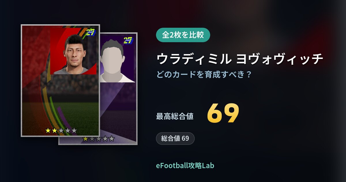 【イーフト】ウラディミル ヨヴォヴィッチの育成カード比較（全2枚）
