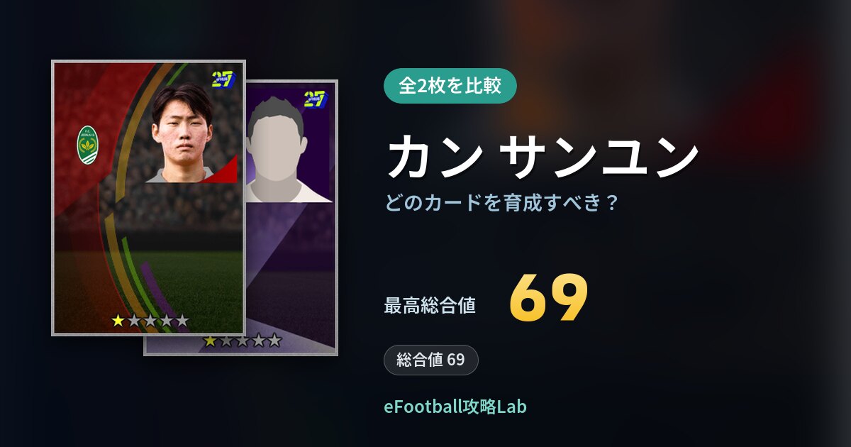 【イーフト】カン サンユンはどのカードを育成すべき？全2枚を比較