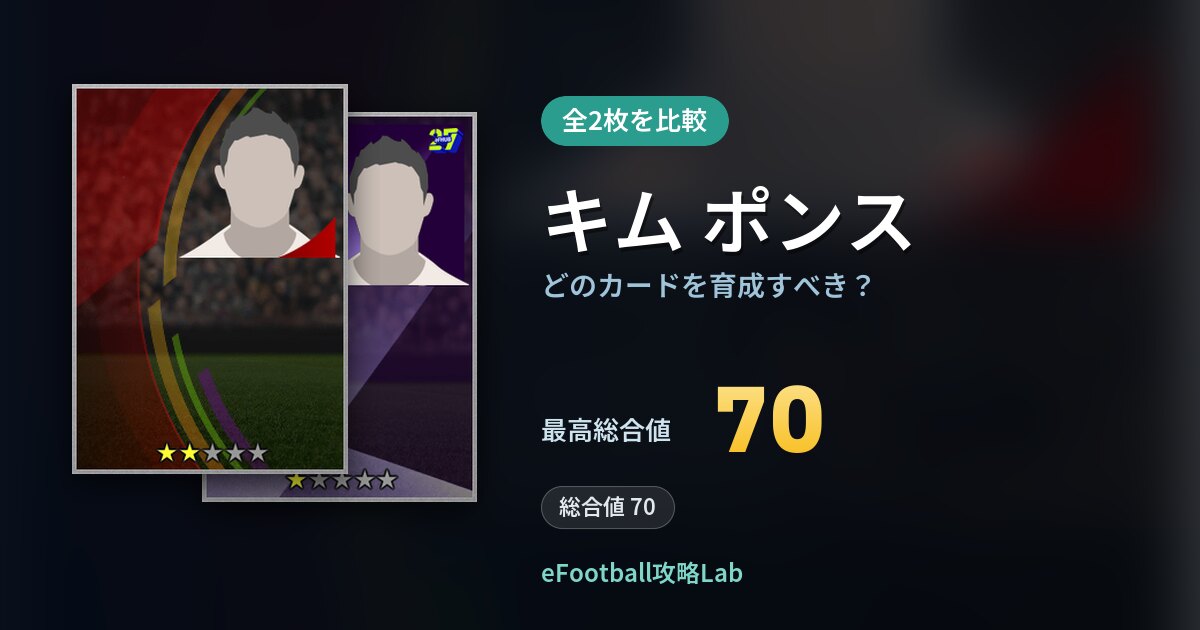 【イーフト】キム ポンスはどのカードを育成すべき？全2枚を比較