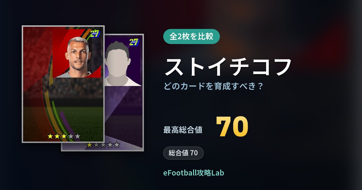 【イーフト】ストイチコフはどのカードを育成すべき?全2枚を比較