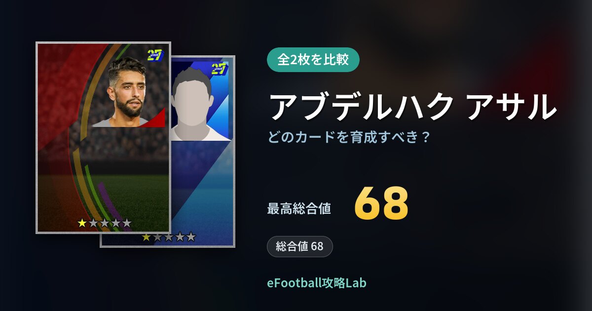 【イーフト】アブデルハク アサルはどのカードを育成すべき？全2枚を比較