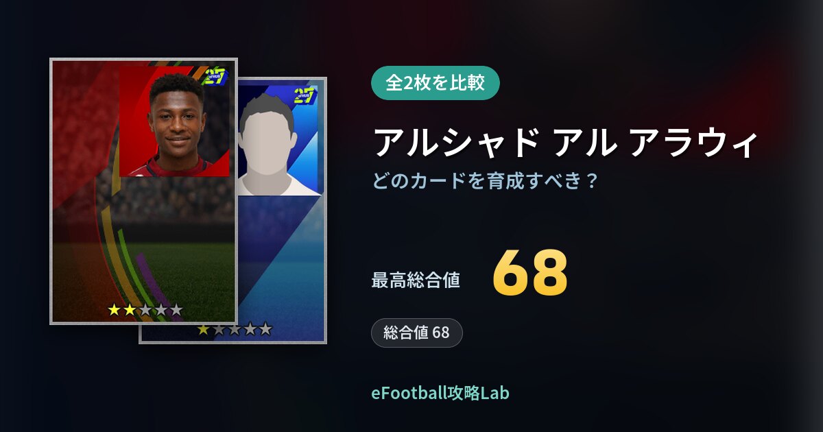【イーフト】アルシャド アル アラウィの育成カード比較（全2枚）