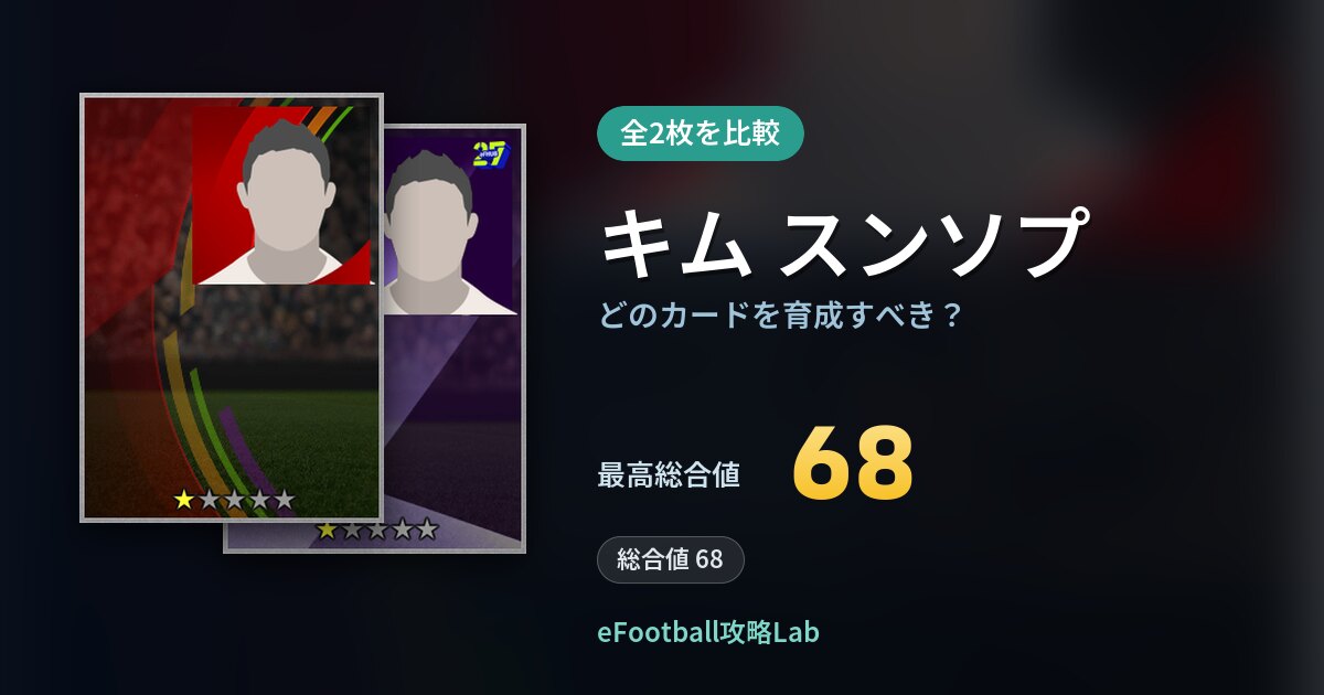 【イーフト】キム スンソプはどのカードを育成すべき？全2枚を比較
