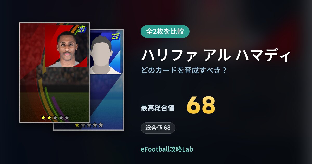 【イーフト】ハリファ アル ハマディはどのカードを育成すべき？全2枚を比較