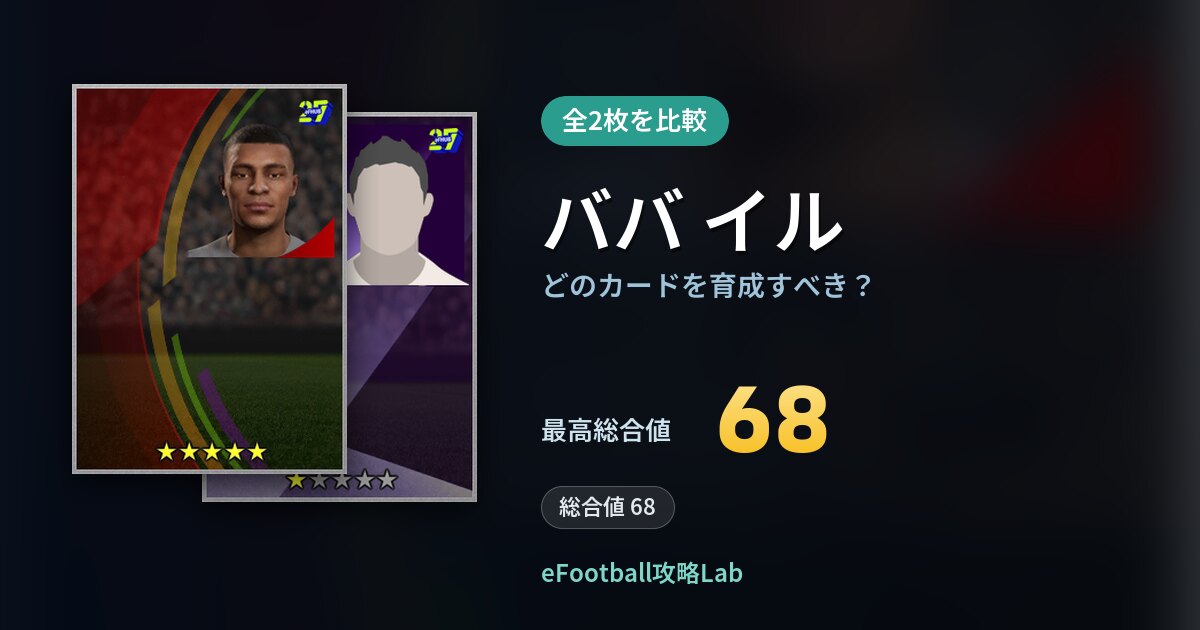 【イーフト】ババ イルはどのカードを育成すべき？全2枚を比較