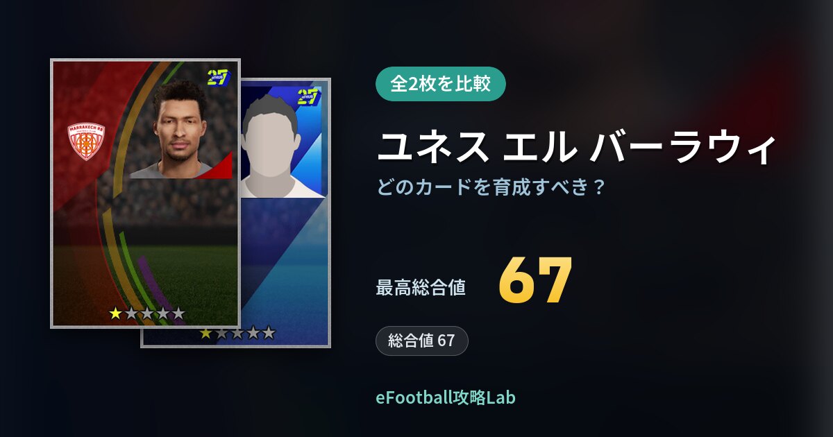 【イーフト】ユネス エル バーラウィはどのカードを育成すべき？全2枚を比較