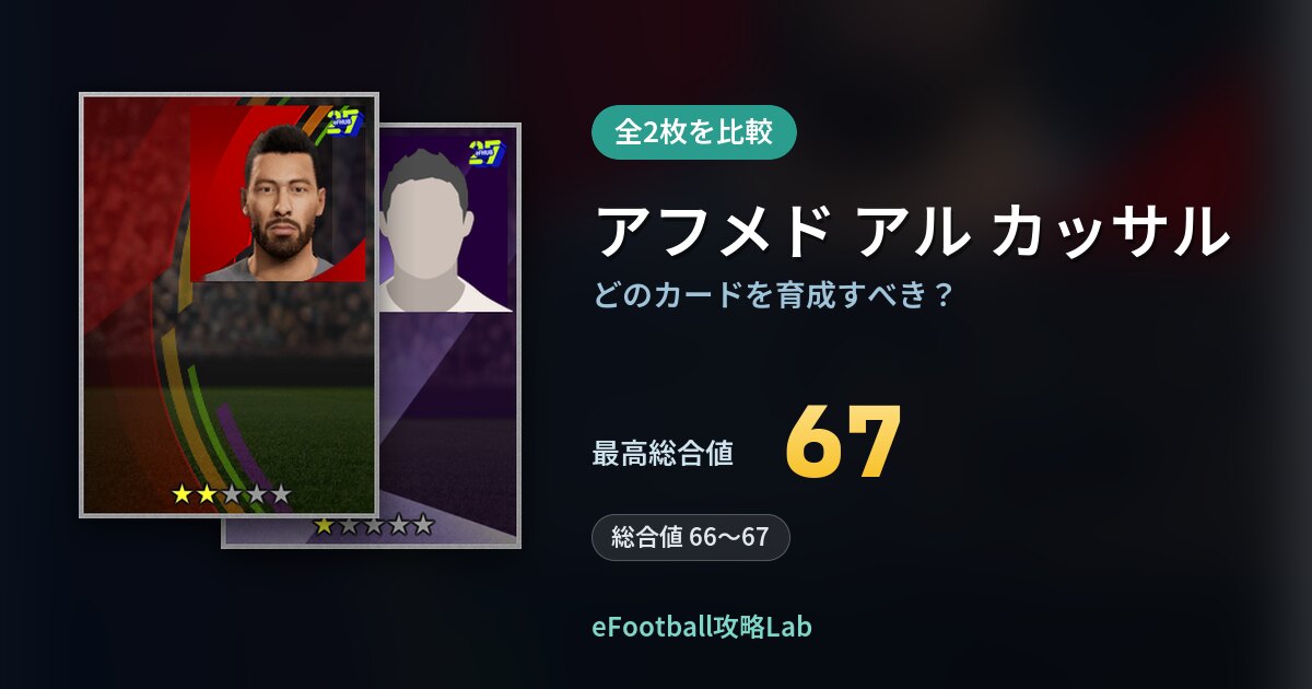 【イーフト】アフメド アル カッサルはどのカードを育成すべき?全2枚を比較