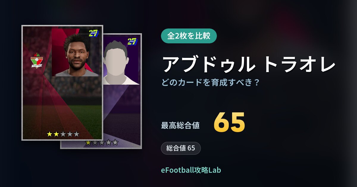 【イーフト】アブドゥル トラオレはどのカードを育成すべき?全2枚を比較