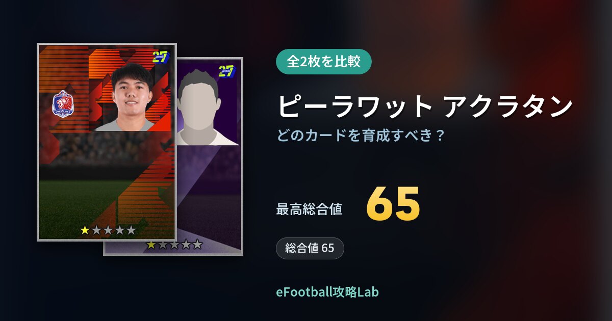 【イーフト】ピーラワット アクラタンはどのカードを育成すべき?全2枚を比較
