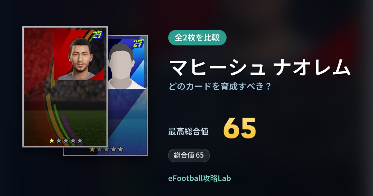 【イーフト】マヒーシュ ナオレムはどのカードを育成すべき?全2枚を比較