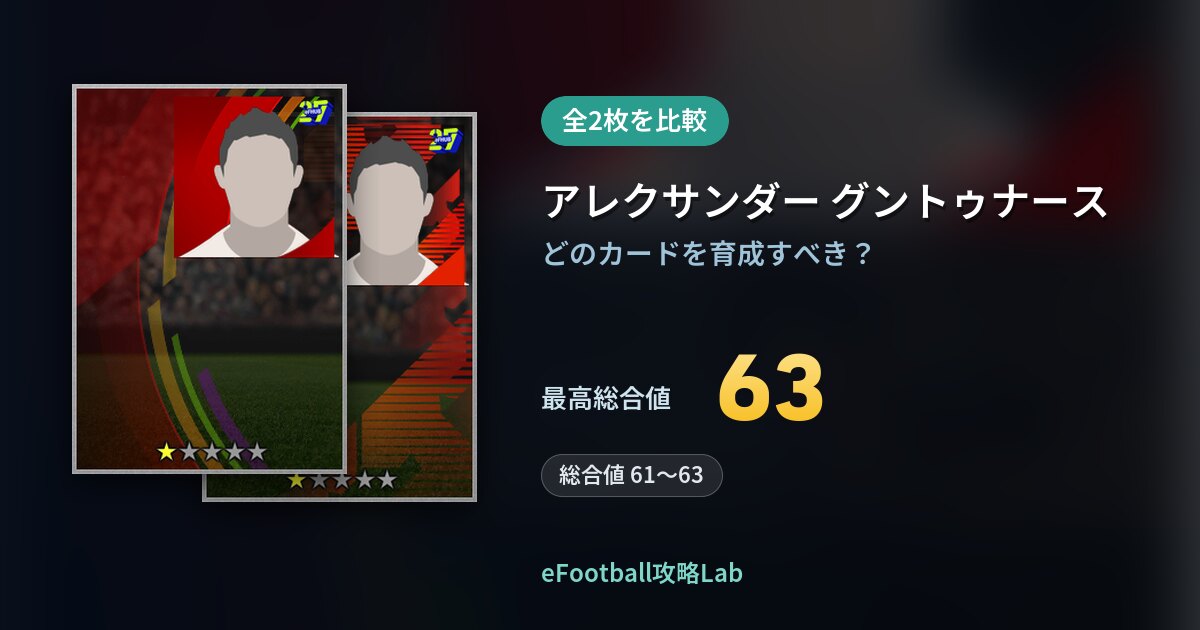 【イーフト】アレクサンダー グントゥナースの全カード比較(全2枚)