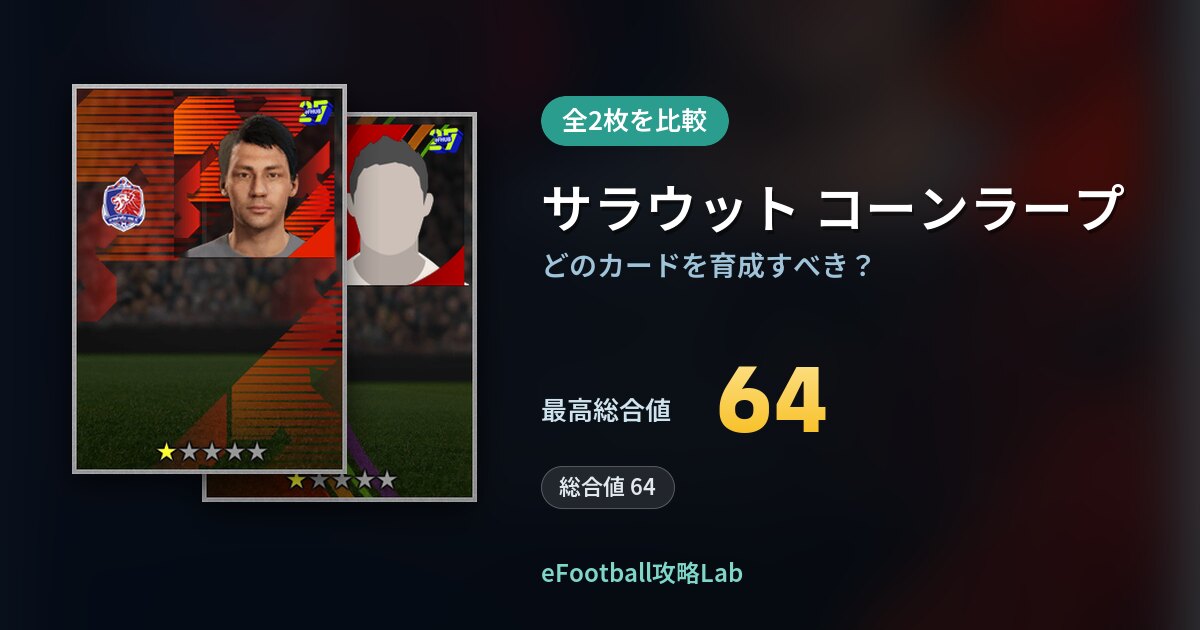 【イーフト】サラウット コーンラープはどのカードを育成すべき？全2枚を比較