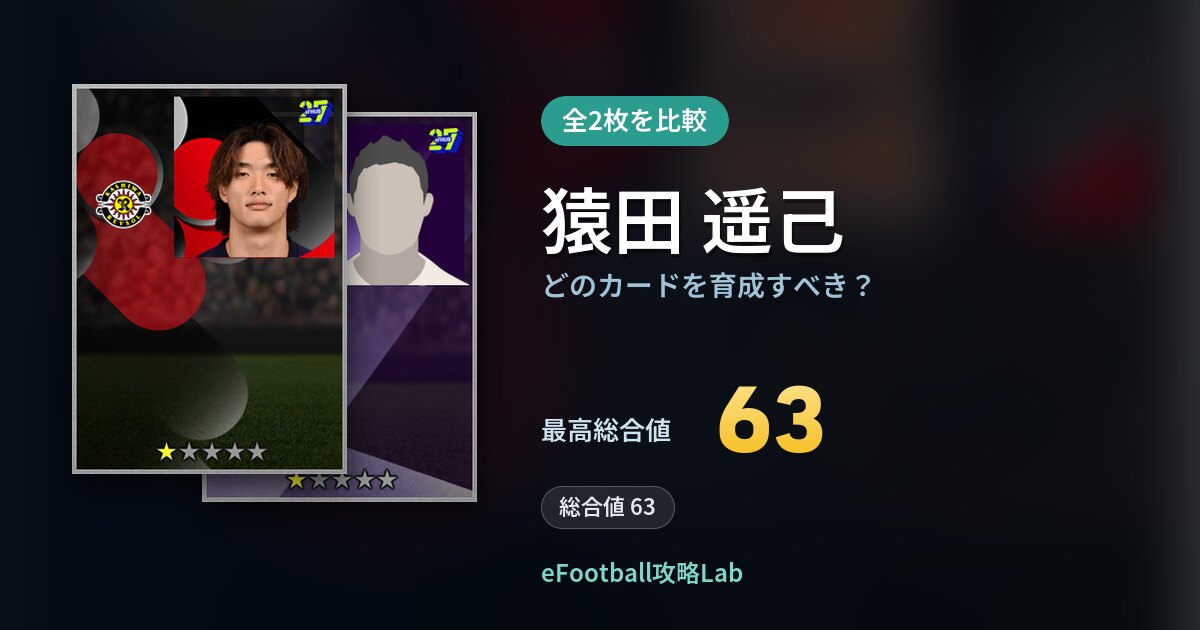 【イーフト】猿田 遥己はどのカードを育成すべき?全2枚を比較
