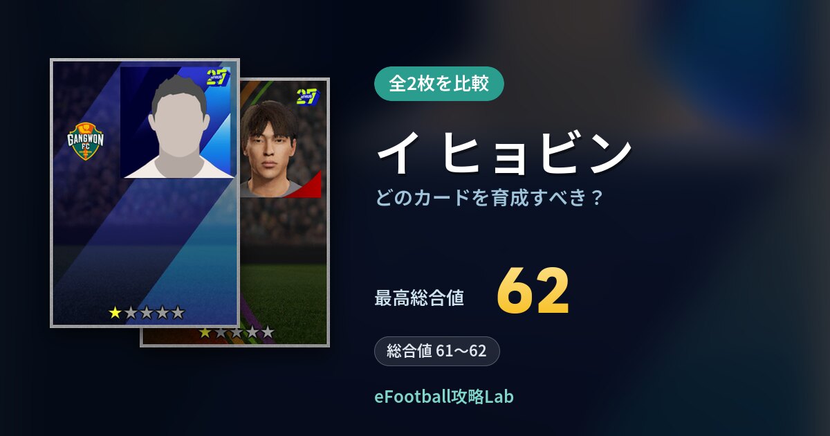 【イーフト】イ ヒョビンはどのカードを育成すべき？全2枚を比較