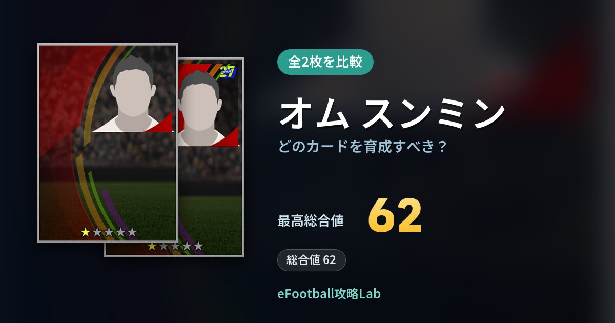 【イーフト】オム スンミンはどのカードを育成すべき？全2枚を比較