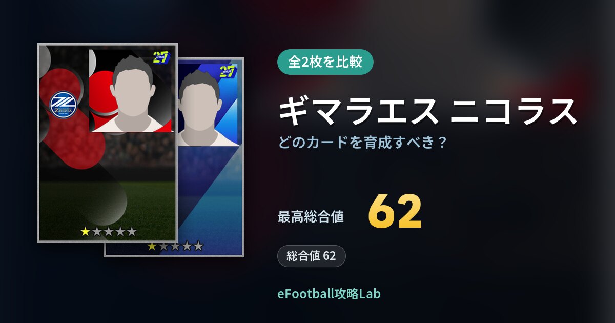 【イーフト】ギマラエス ニコラスはどのカードを育成すべき？全2枚を比較