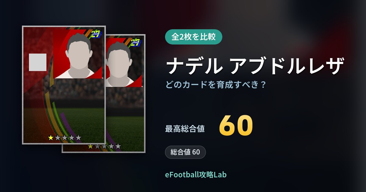 【イーフト】ナデル アブドルレザの全カード比較（全2枚）