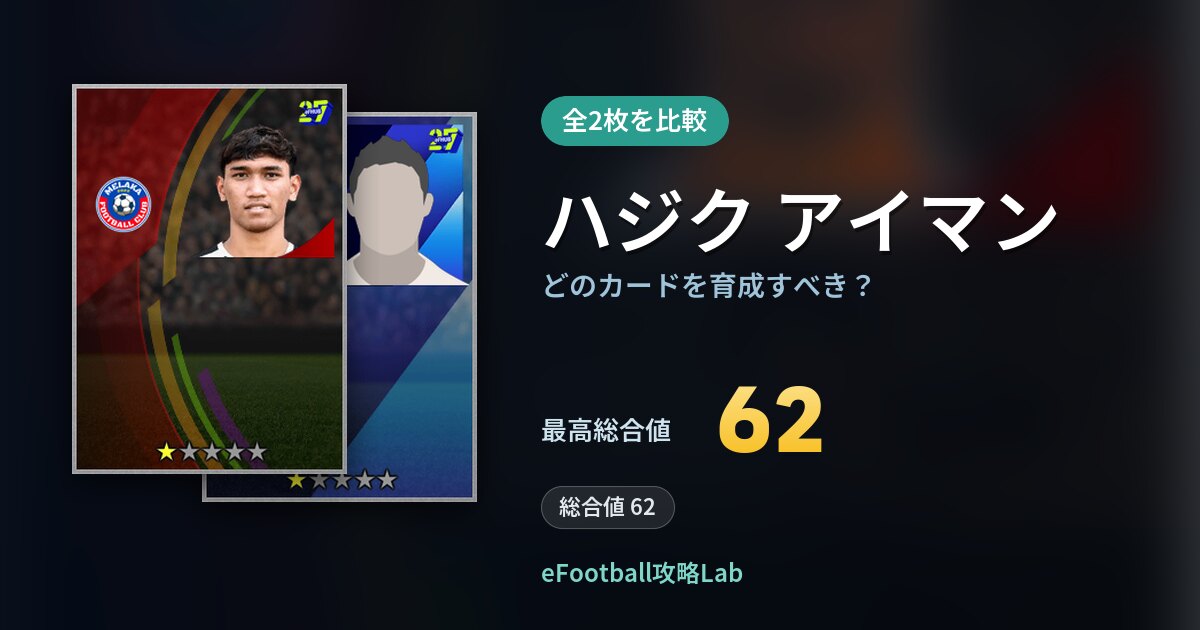 【イーフト】ハジク アイマンはどのカードを育成すべき?全2枚を比較