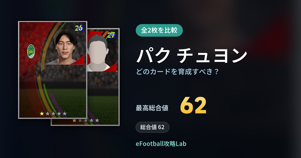 【イーフト】パク チュヨンはどのカードを育成すべき?全2枚を比較