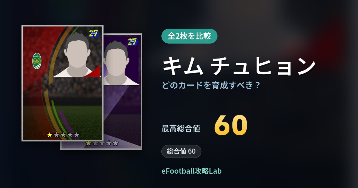 【イーフト】キム チュヒョンはどのカードを育成すべき？全2枚を比較