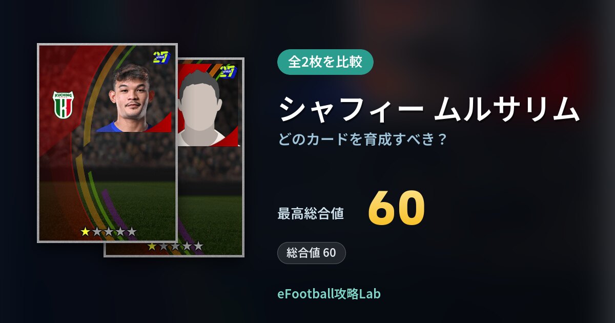 【イーフト】シャフィー ムルサリムはどのカードを育成すべき？全2枚を比較