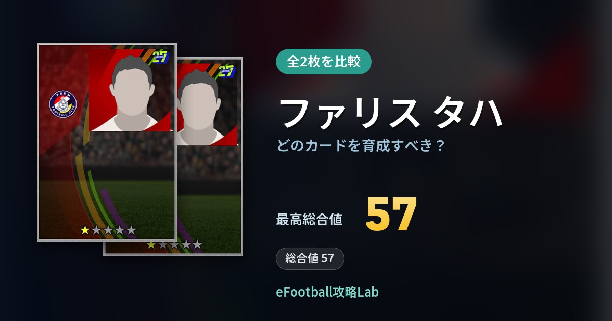 【イーフト】ファリス タハの全カード比較（全2枚）