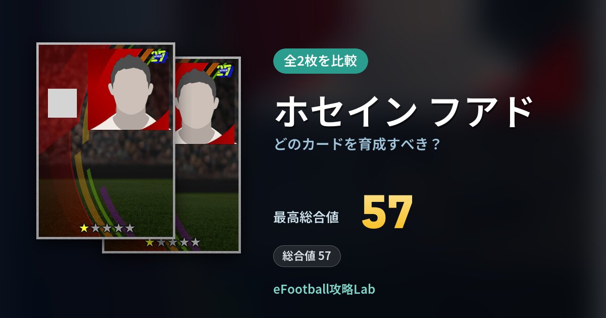 【イーフト】ホセイン フアドの全カード比較(全2枚)