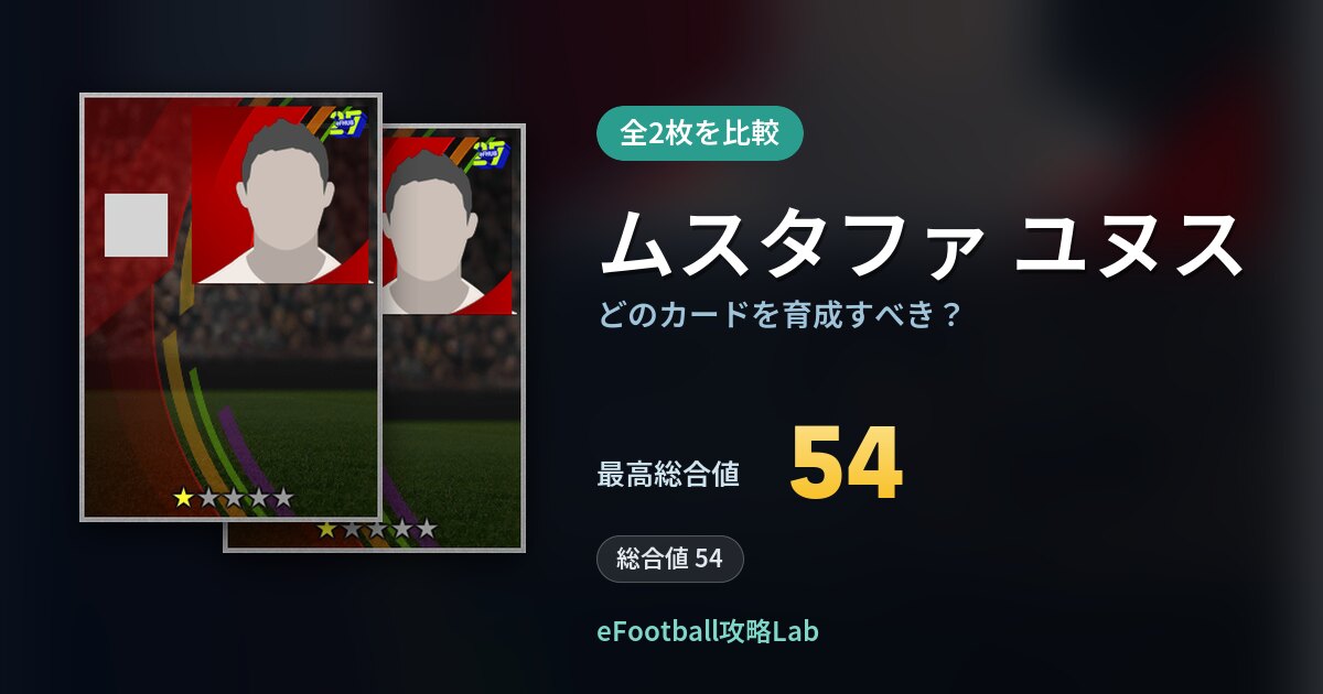【イーフト】ムスタファ ユヌスの全カード比較(全2枚)