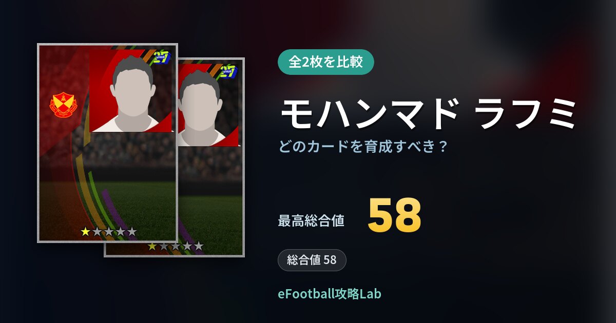 【イーフト】モハンマド ラフミの全カード比較（全2枚）