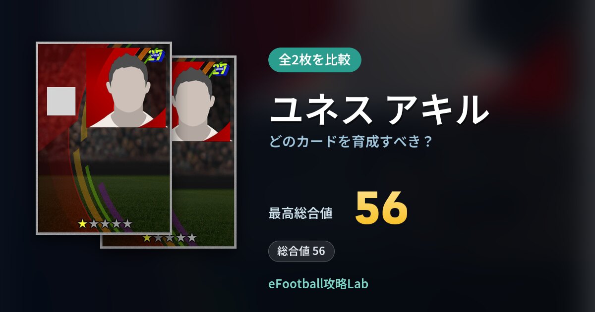 【イーフト】ユネス アキルの全カード比較（全2枚）