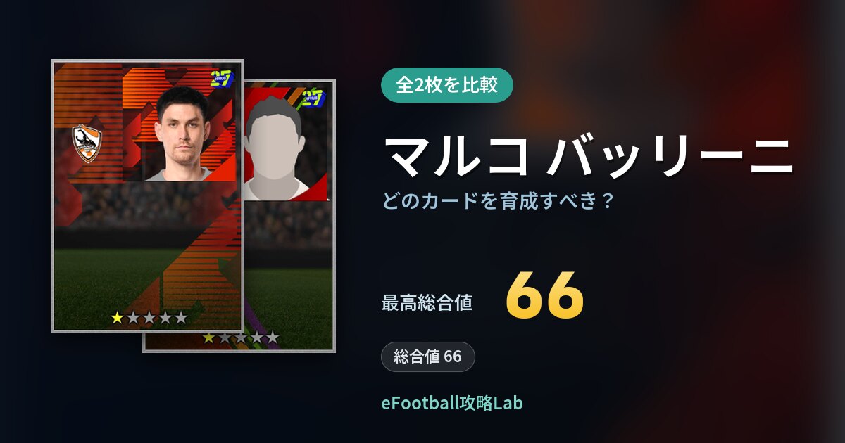 【イーフト】マルコ バッリーニはどのカードを育成すべき？全2枚を比較