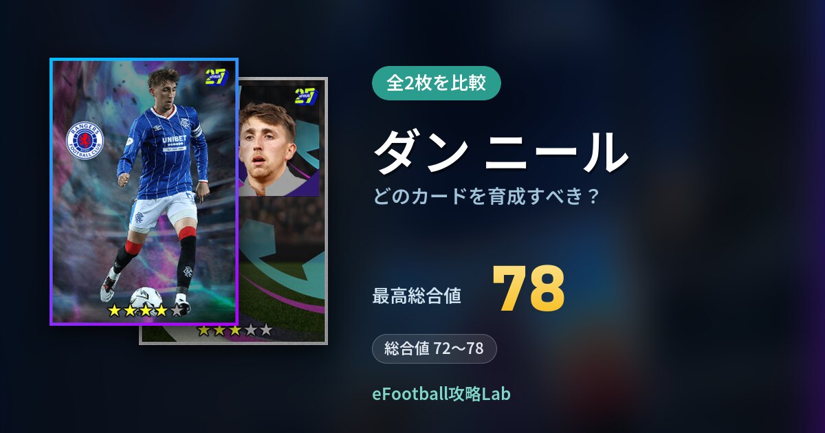 【イーフト】ダン ニールはどのカードを育成すべき？全2枚を比較